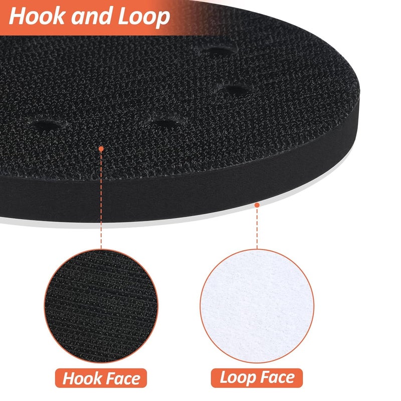 Mkobon 4 Pack 5 Inch 8 Holes Foam Sanding Pads, Soft Density Interface Pad, Hook and Loop Sponge Cushion Buffer Backing Pad for Orbital Sander - Image 5